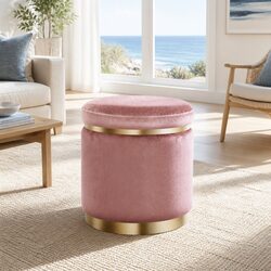 Elegant Pink Velvet Ottoman for Stylish Living Spaces