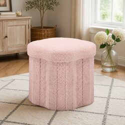 Elevate Your Space with a Pink Boucle Storage Ottoman