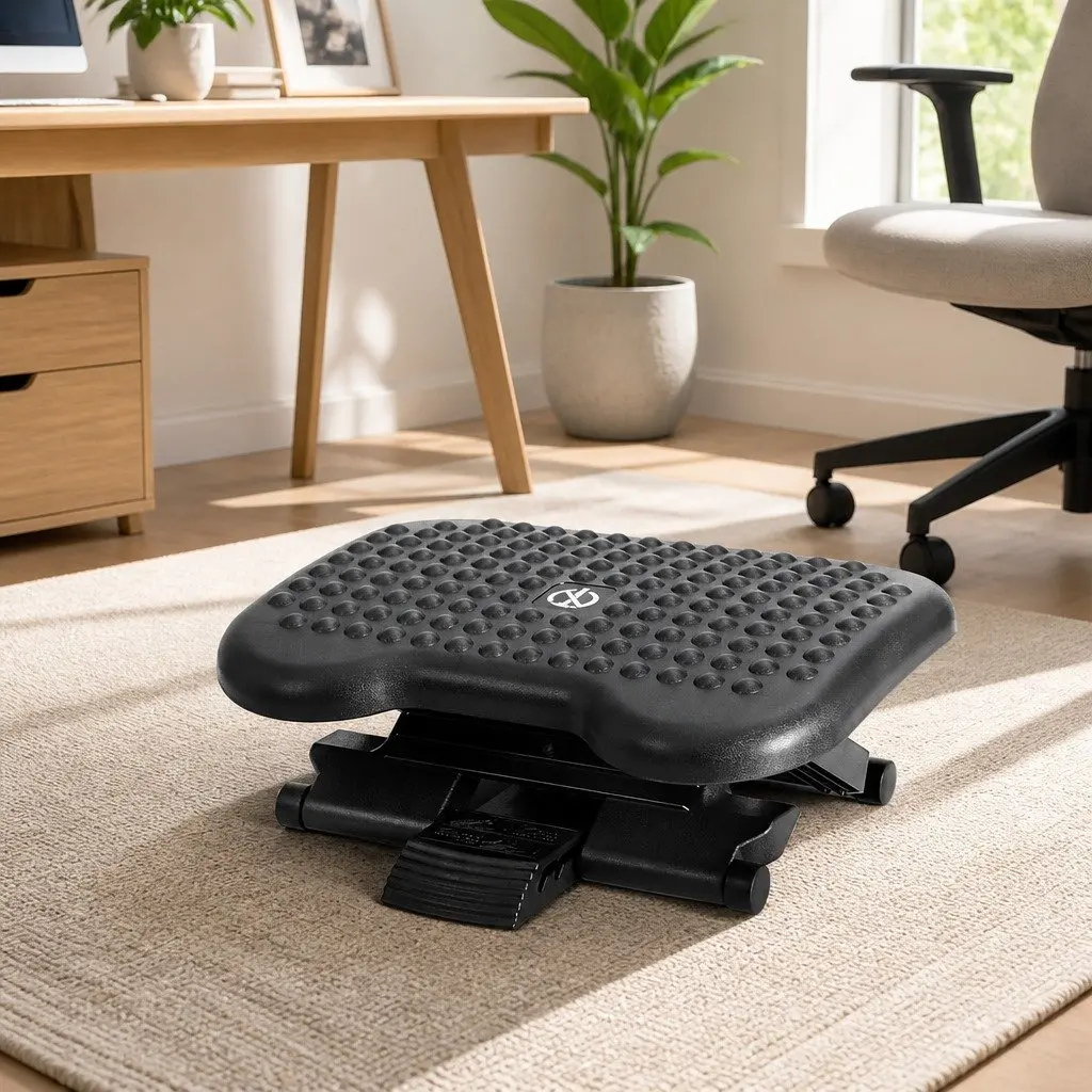 Foot Rest Stool Adjustable Angle Acupressure Non-Skid Black
