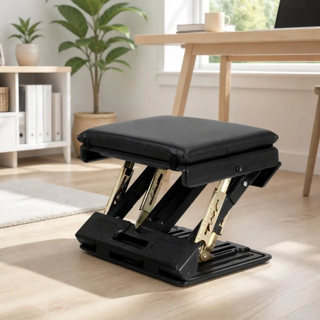Foot Rest Stool Adjustable Height and Angle Acupressure Surface Black