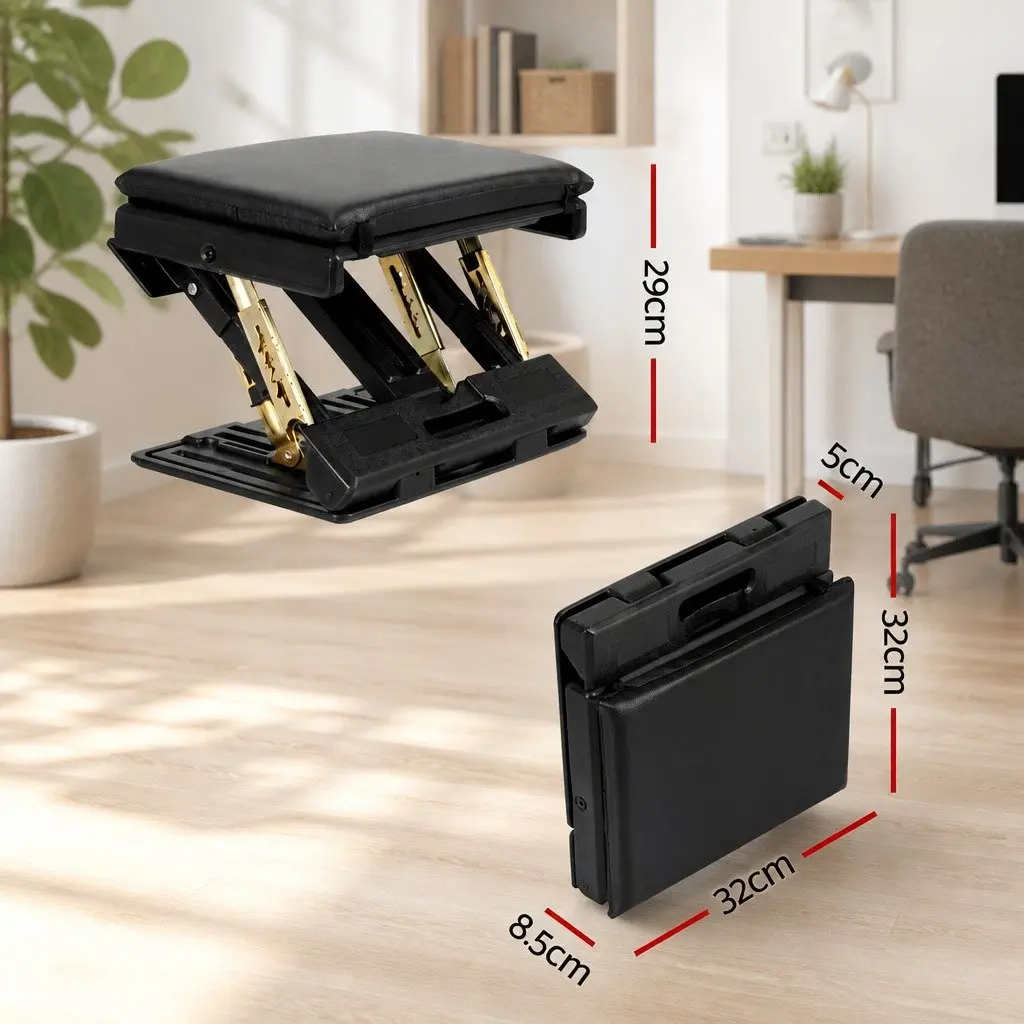 Foot Rest Stool Adjustable Height and Angle Acupressure Surface Black