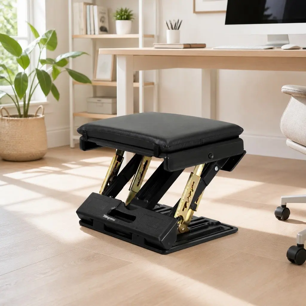 Foot Rest Stool Adjustable Height and Angle Acupressure Surface Black
