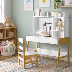 Kids Study Desk and Chair Set Storage Table Activity Furniture Set for Children