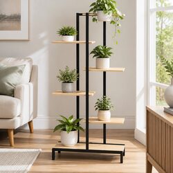 Plant Stand 6 Tier Metal Zigzag Flower Pot Shelf Indoor Outdoor Display