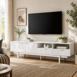 TV Entertainment Unit Storage Cabinet 200cm White Modern Lounge Furniture
