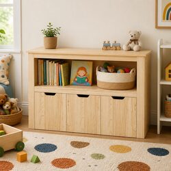 Stylish Wooden Bookcase and Toy Organiser for Kids