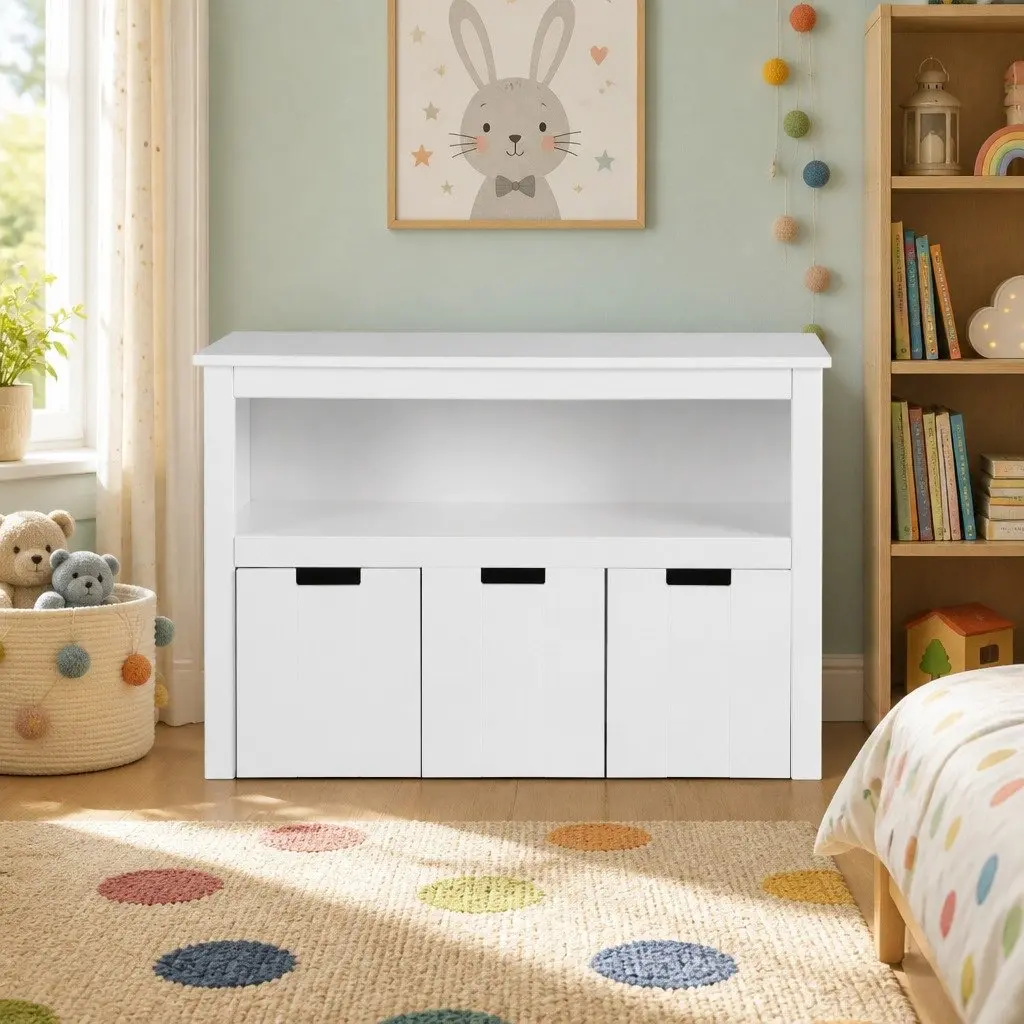 Kids Bookshelf Yellow with 3 Drawers Storage Organiser Display Bookcase for Children