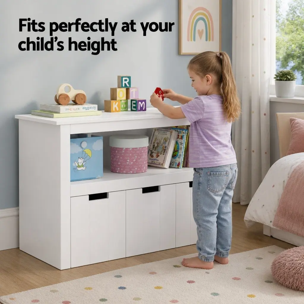 Kids Bookshelf Yellow with 3 Drawers Storage Organiser Display Bookcase for Children