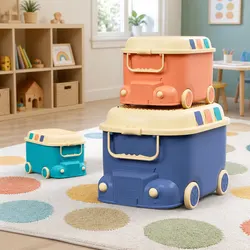 Enhance Your Child's Space with 3PCS Car-Shaped Storage Boxes