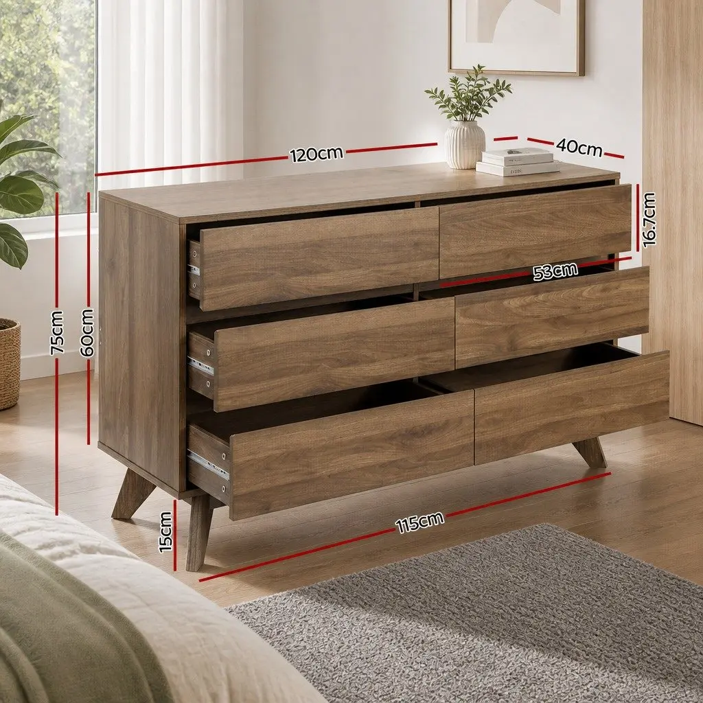 Walnut Six Drawer Chest