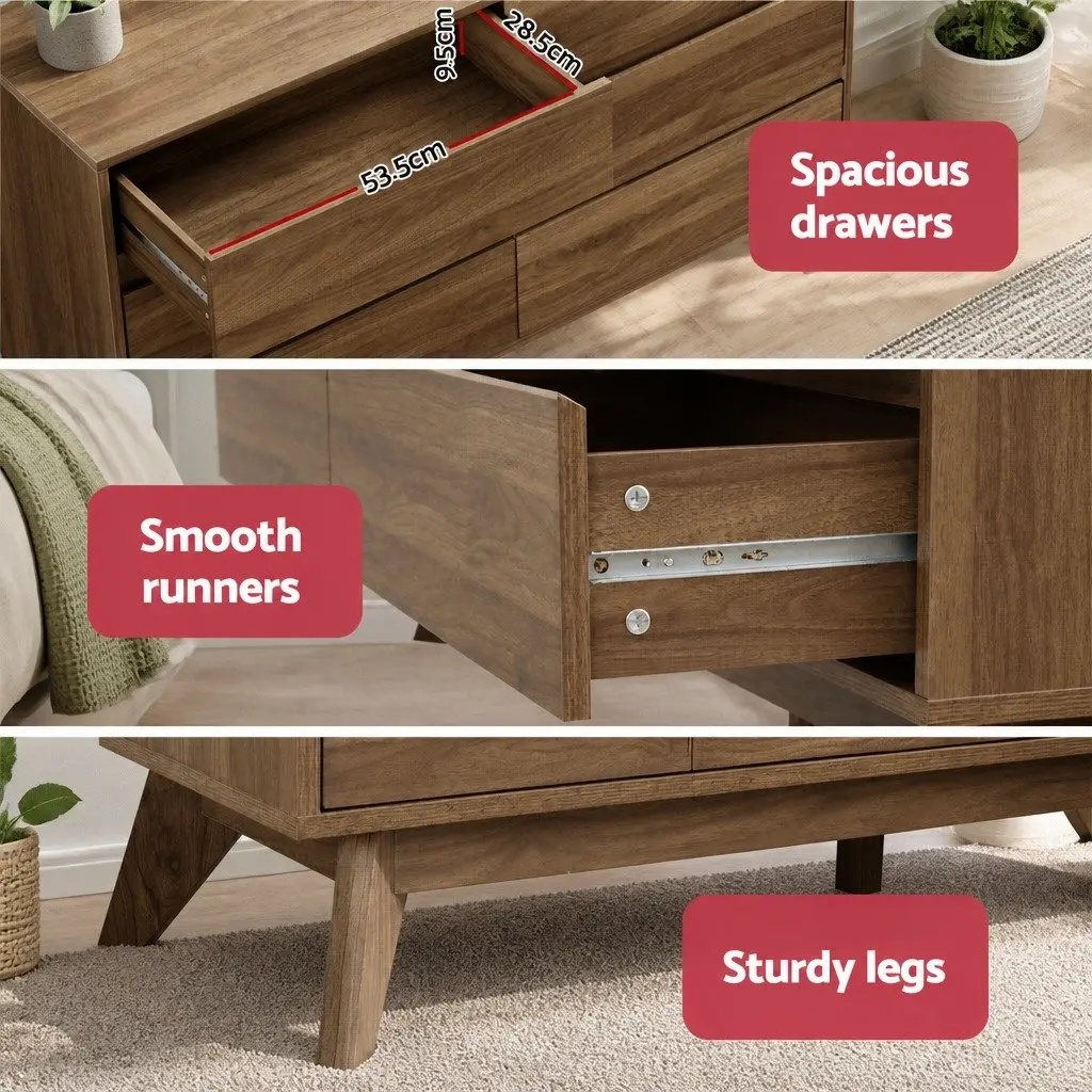 Walnut Six Drawer Chest