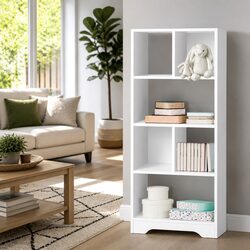 Compact 4-Tier White Bookcase for Home Elegance