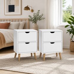 Elegant White Nightstand with Dual Drawers for Your Space