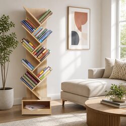 Tree Bookshelf 9 Tier Storage Display Organizer Freestanding Wall Mount Shelving