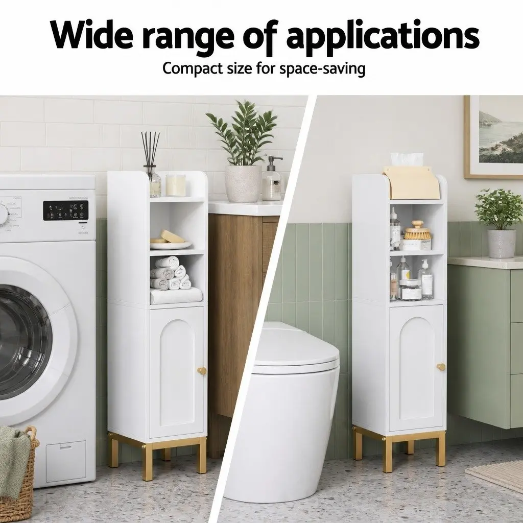 Bathroom Storage Cabinet Floor Organizer Toilet Corner Adjustable Shelf with