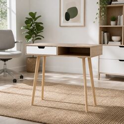Elevate Your Workspace with the Oak White Computer Desk