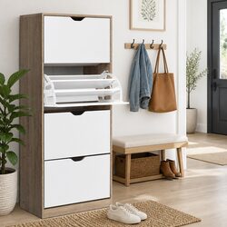 White Shoe Rack Cabinet for a Neat Entryway