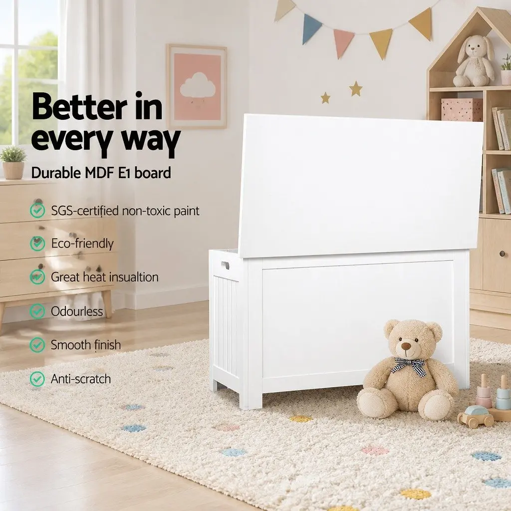 Kids Toy Box Chest Storage Organiser White Bedroom Living Room Furniture