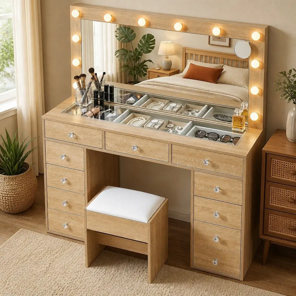 Vanity Desk and LED Mirror