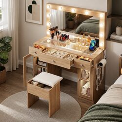 Elevate Your Space with This Vanity Desk and LED Mirror