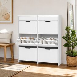 White Shoe Storage Cabinet Set for Stylish Homes