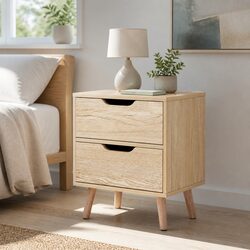 Bedside Table 2 Drawers Nightstand Black Bedroom Storage Furniture Easy Assembly
