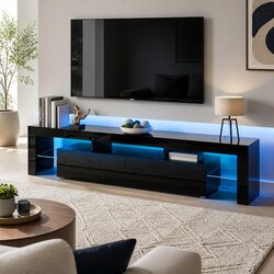 Modern Entertainment Unit with RGB LED Lighting