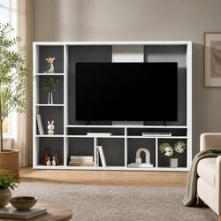 White 183cm TV Stand with Open Shelves for Your Space