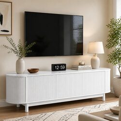 TV Entertainment Unit Storage Cabinet 160cm White Media Shelves Living Room