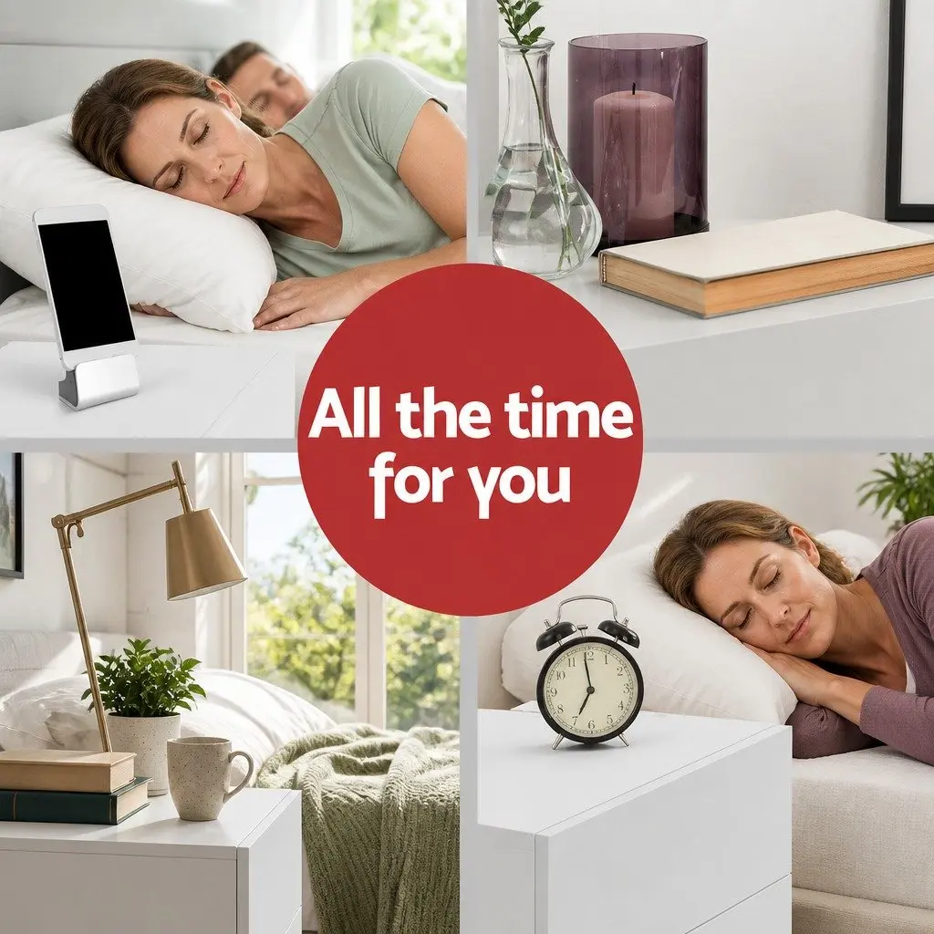 Bedside Table 45cm with 2 Drawers Lift-up Storage Compartment White Furniture
