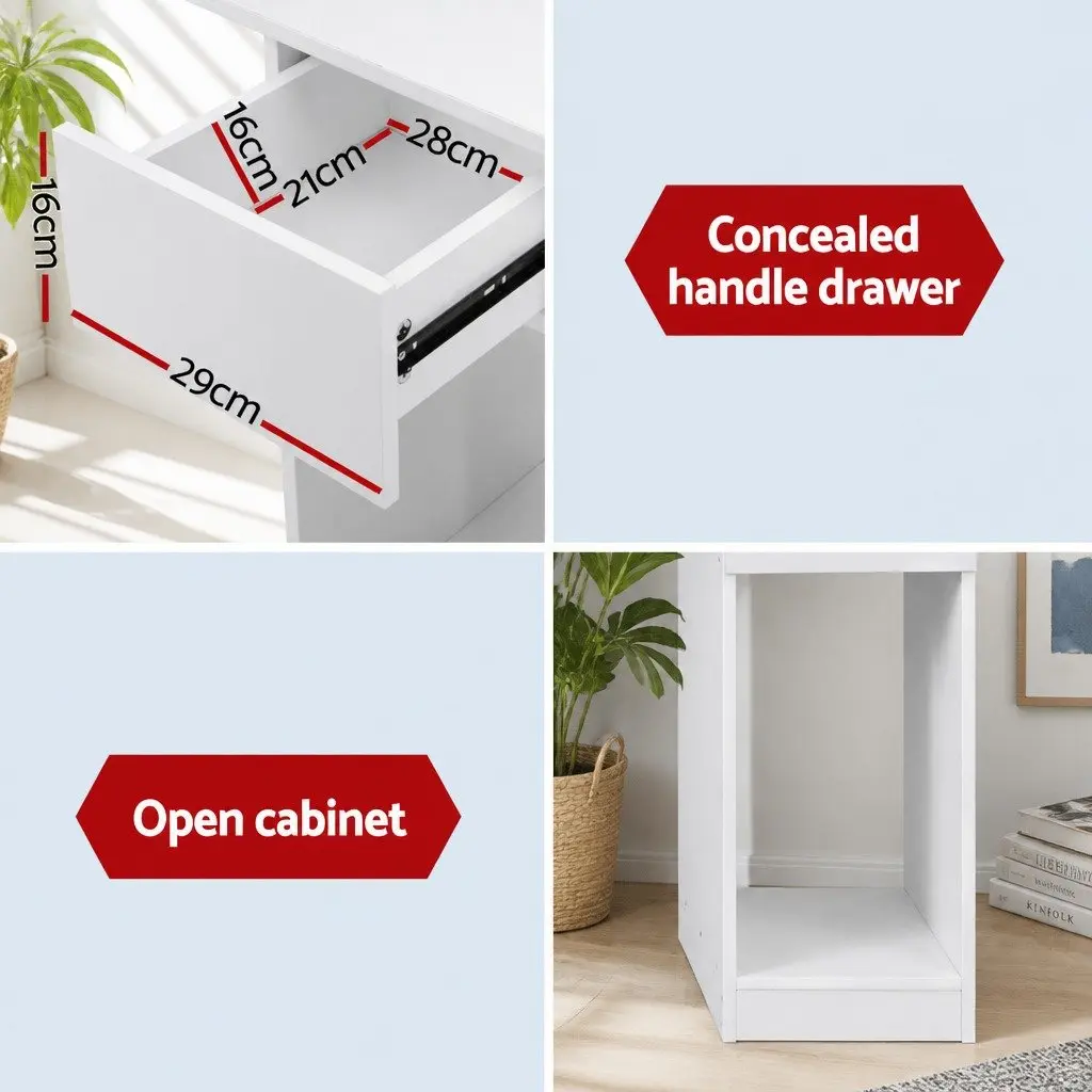 Computer Desk 120cm with 5-Tier Bookshelf Drawer Storage Workstation White