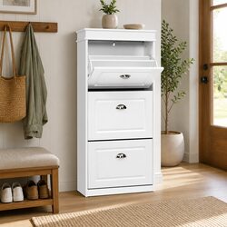 Compact White Shoe Cabinet to Transform Your Entryway