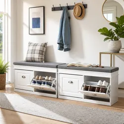 Enhance Your Entryway with This Stylish Shoe Bench Set