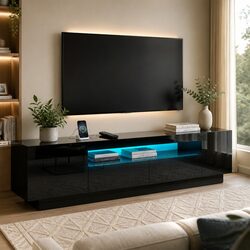 Enhance Your Living Room with 180cm Black TV Unit