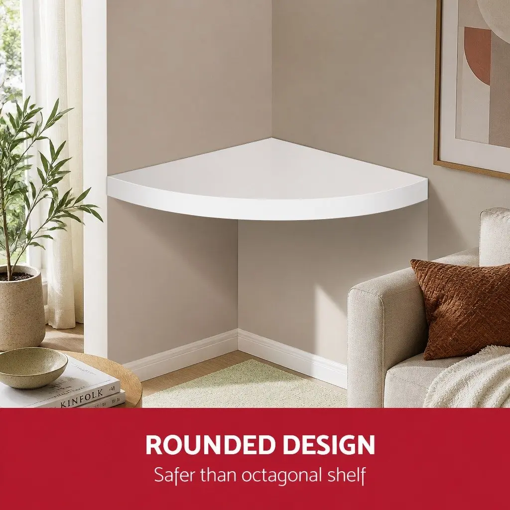 5-Tier White Corner Floating Shelf Unit for Wall Storage and Display