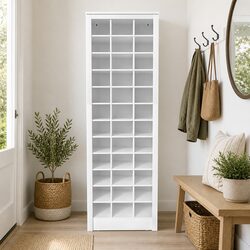 12-Tier Shoe Rack 36 Pairs Storage Cabinet White Organizer Entryway Furniture