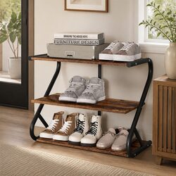 Enhance Your Entryway with a Walnut 3-Tier Shoe Rack
