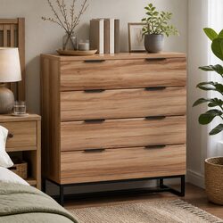 Enhance Your Space with This Rust Oak 4-Drawer Dresser