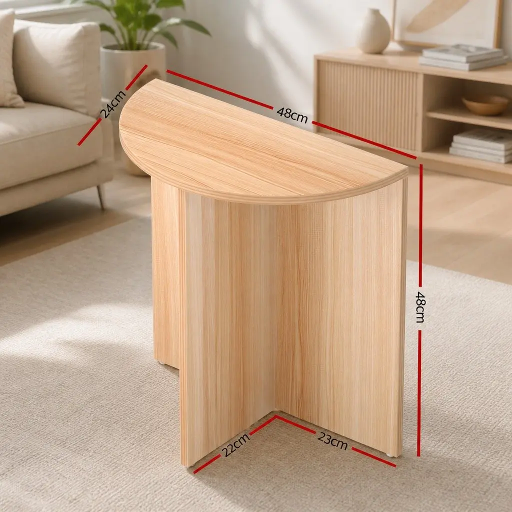 Semi-circle Coffee Table 48CM Living Room Side Table Natural Wood Grain Design