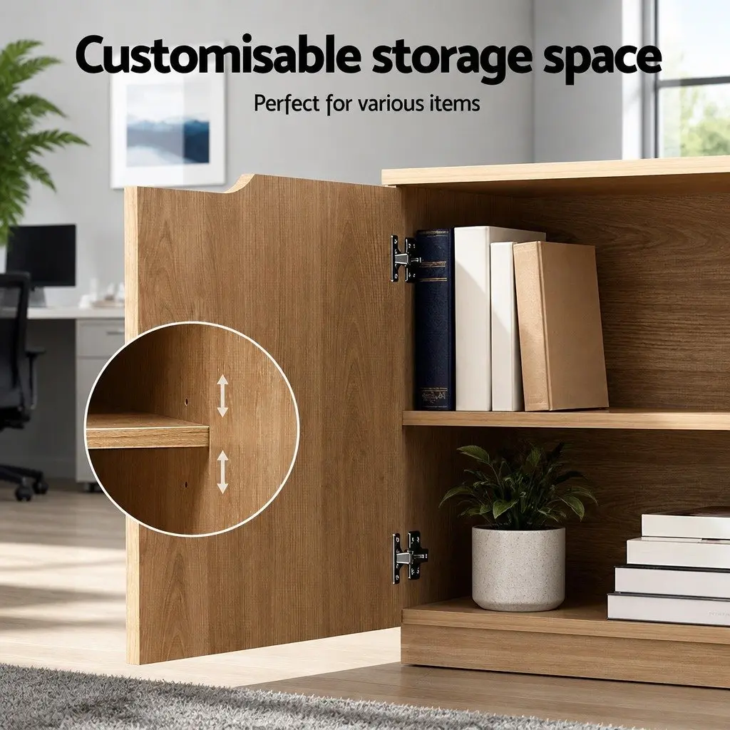 TV Unit 180cm Pine Entertainment Storage Cabinet Adjustable Shelves Soft-Close