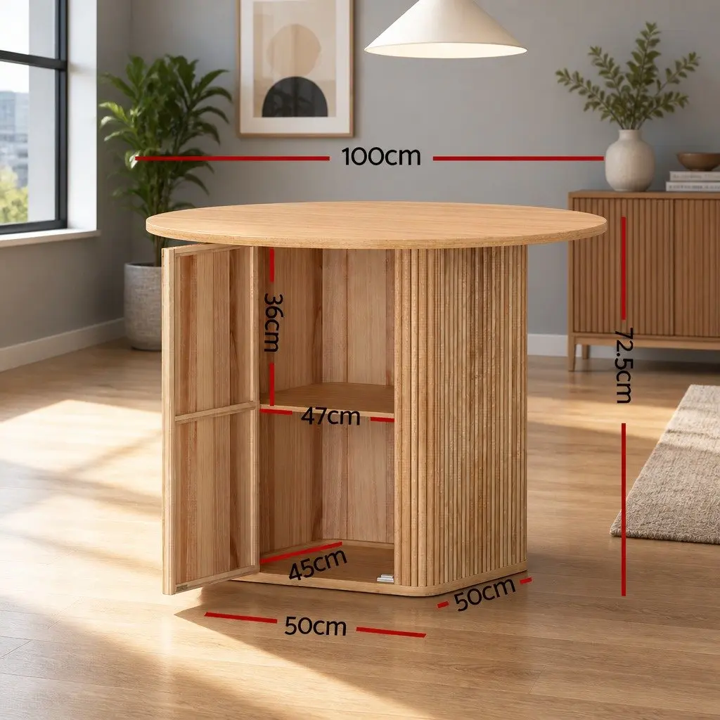 Dining Table 1M Storage Base Pine Wood Seater Kitchen Furniture Modern Design