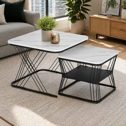 Modern Nesting Tables in Marble Effect for Your Home