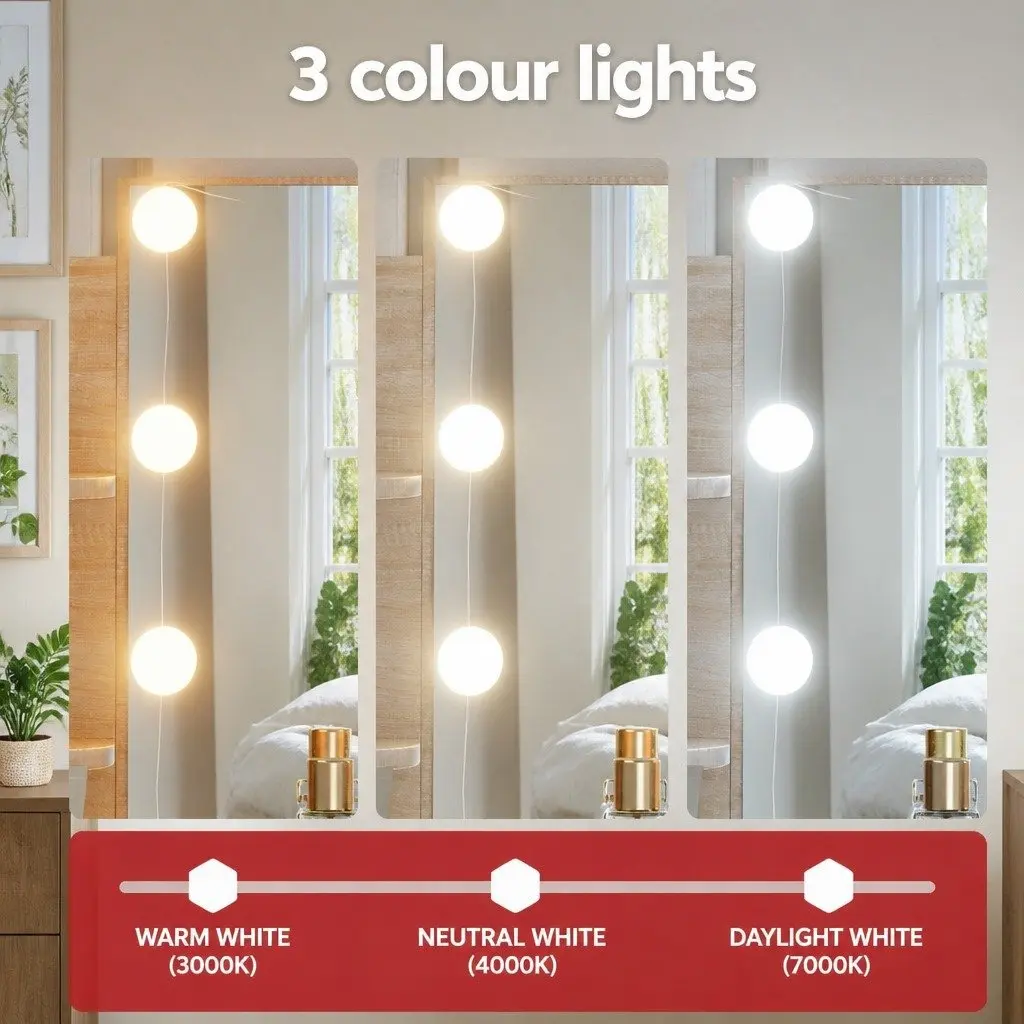 Dressing Table Set with Stool LED Bulbs Hollywood Vanity Mirror Makeup Desk