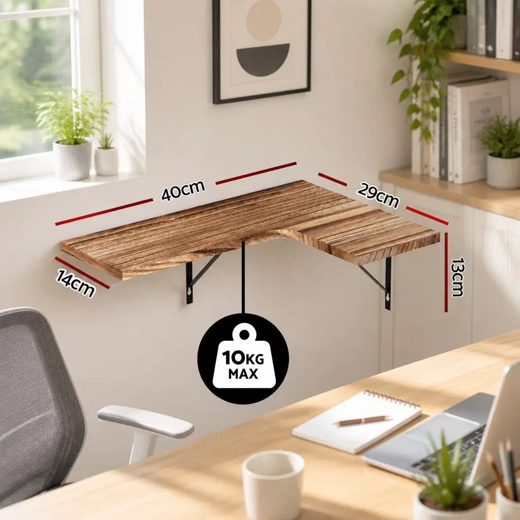 Floating Wall Shelf Set of 4 Oak Wood Space-Saving Corner Shelves for Storage and Display