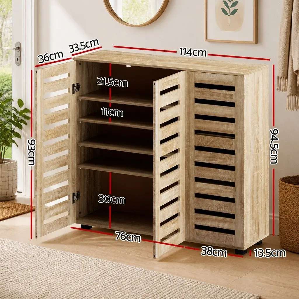 Shoe Rack Cabinet 30 Pairs Ventilated Doors Adjustable Shelves Entryway