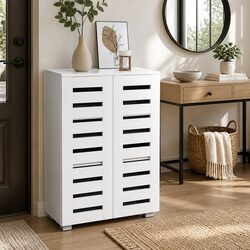 Shoe Rack Storage Cabinet 5-Tier White Organizer 20 Pairs Entryway Display Unit