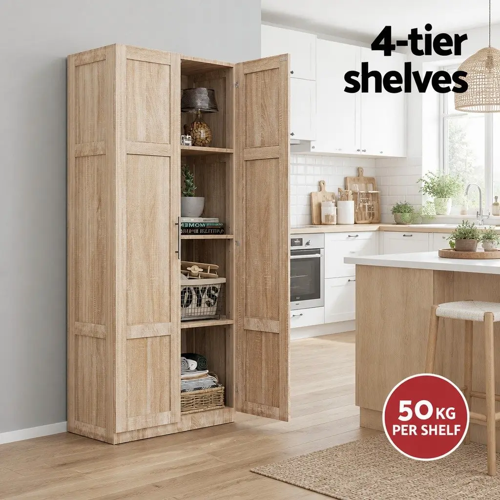Buffet Sideboard Cupboard Cabinet Pantry Organiser Storage 4 Adjustable Shelves
