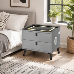 Smart Bedside Table with USB Ports and Bluetooth Speaker