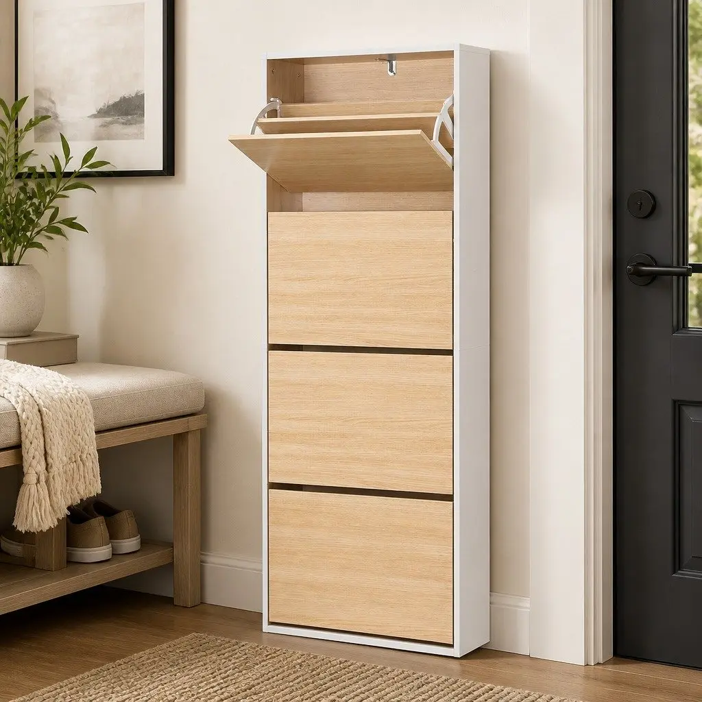 Shoe Rack Cabinet 160cm 24 Pairs Storage 4 Drawers 8 Tier Adjustable Shelves