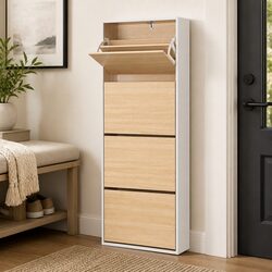 Shoe Storage Cabinet with 4 Drawers and 8 Adjustable Shelves